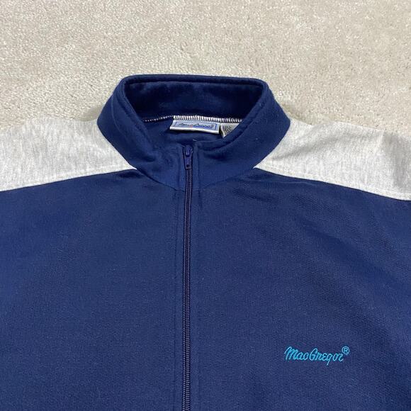MacGregor Jacket Mens L Navy Track Full Zip Colorblock Athletic Retro Soft - Picture 3 of 8